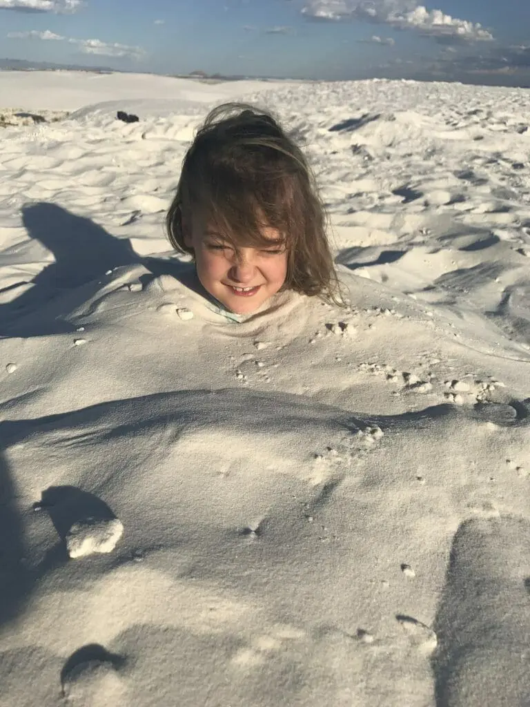 White Sands National Monument burying our kids in the sand