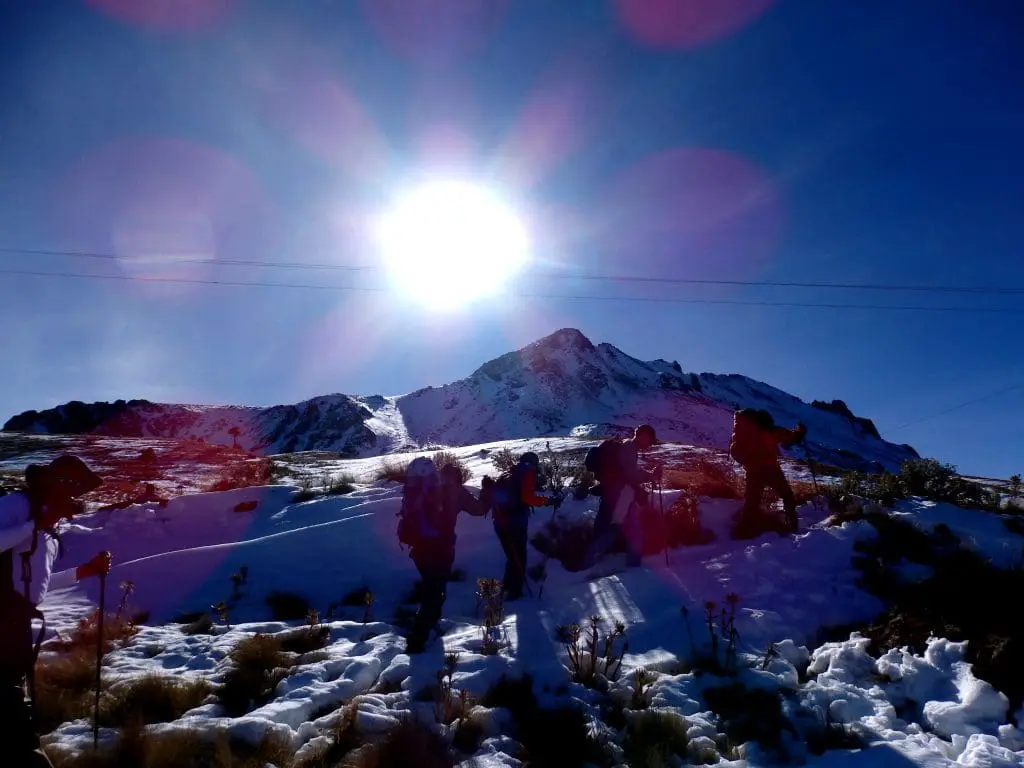 Nevado de Toluca summit hike in the Snow covered peaks.
