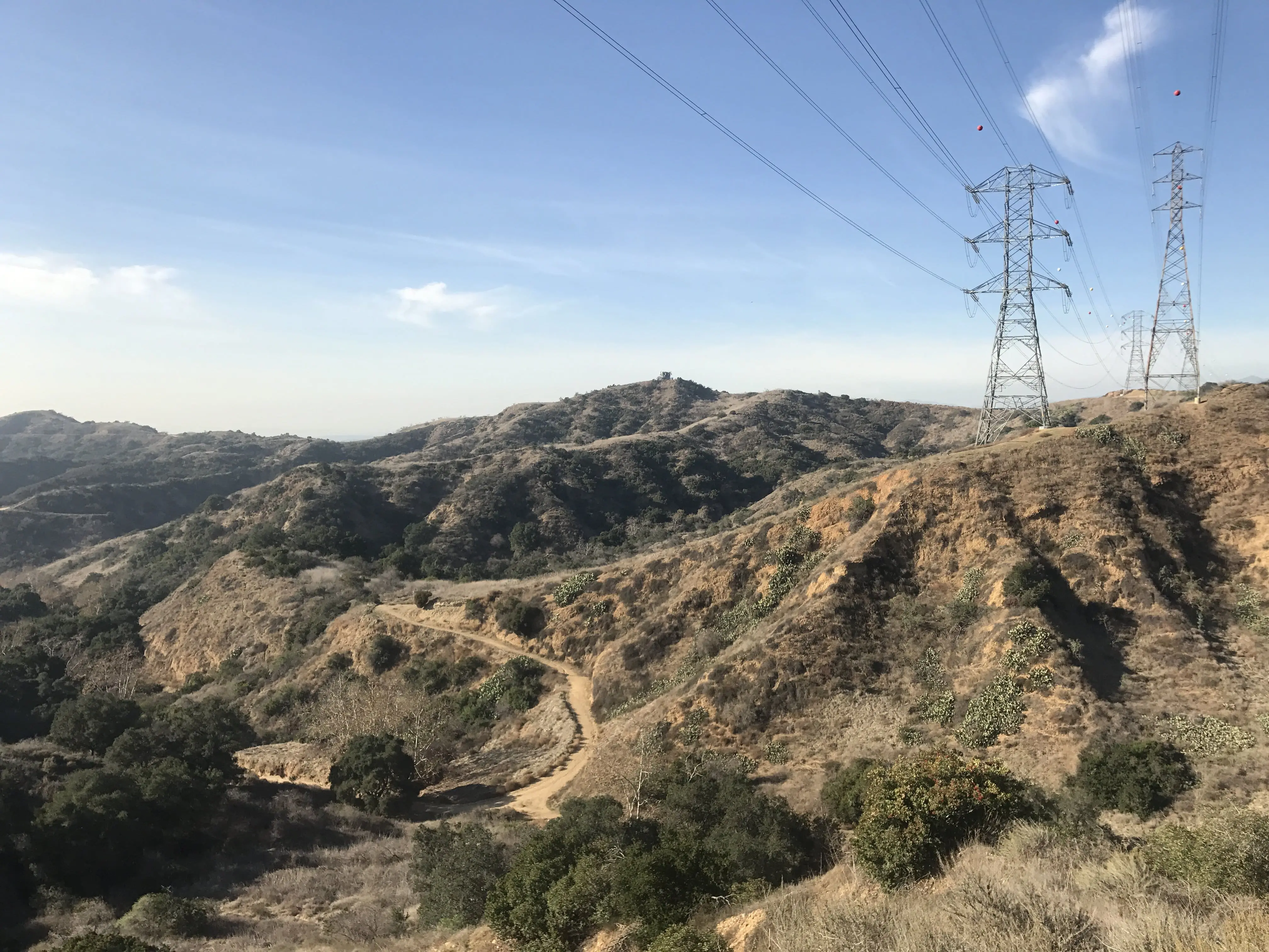 Turnbull Canyon Hiking Trails with power lines above