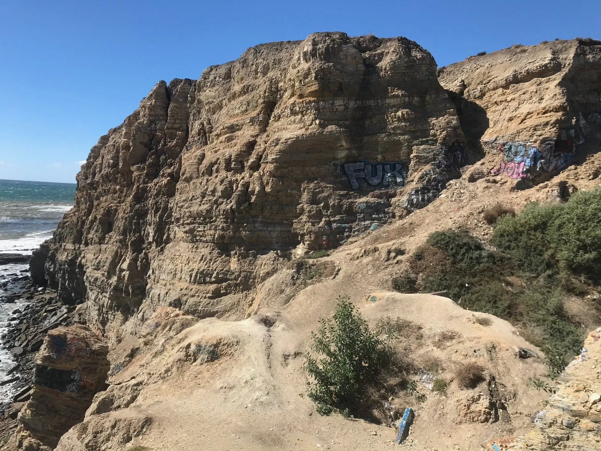 san pedro cliffs with graffiti