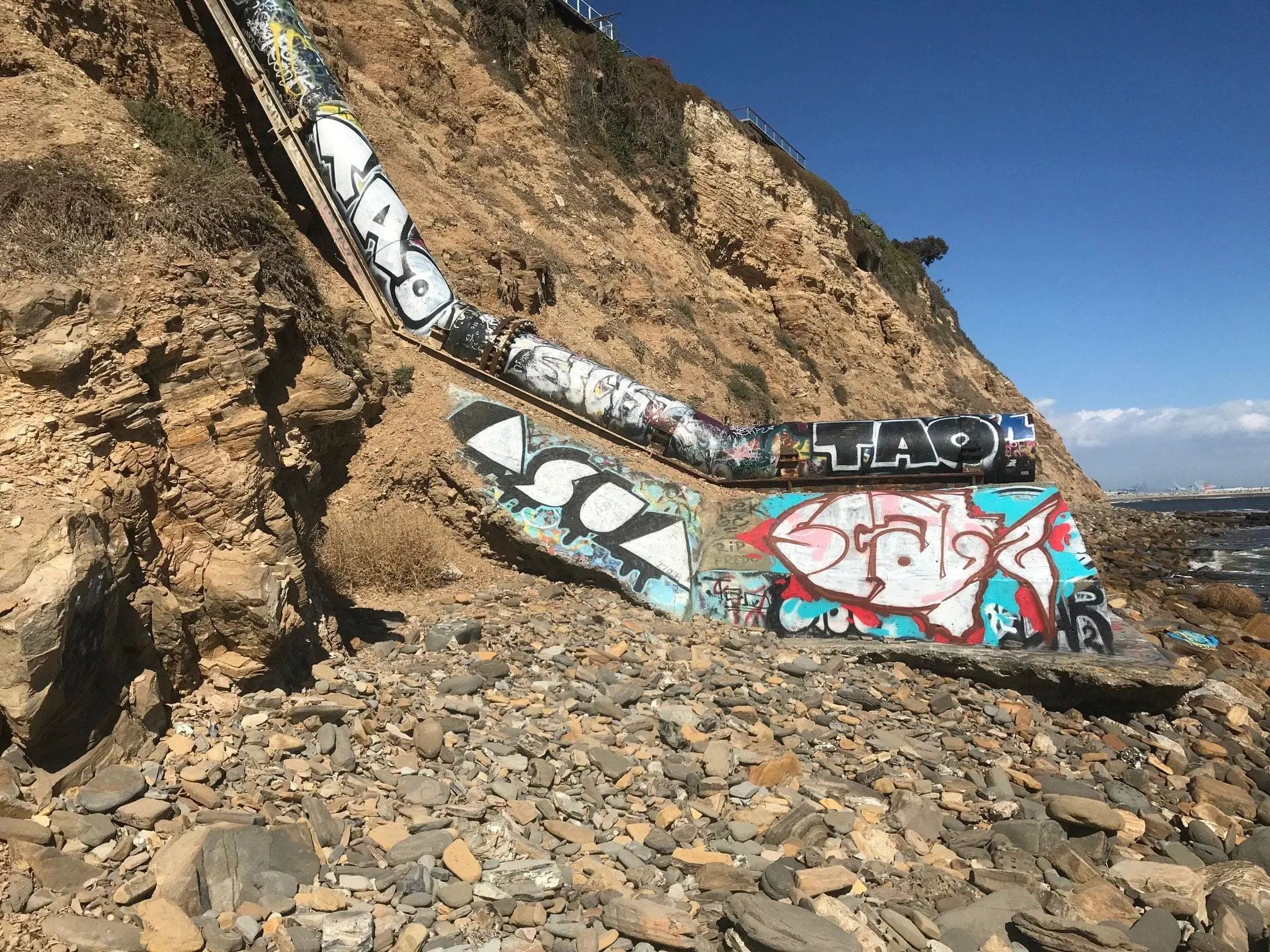 San Pedro Sunken City drain pipe graffiti art