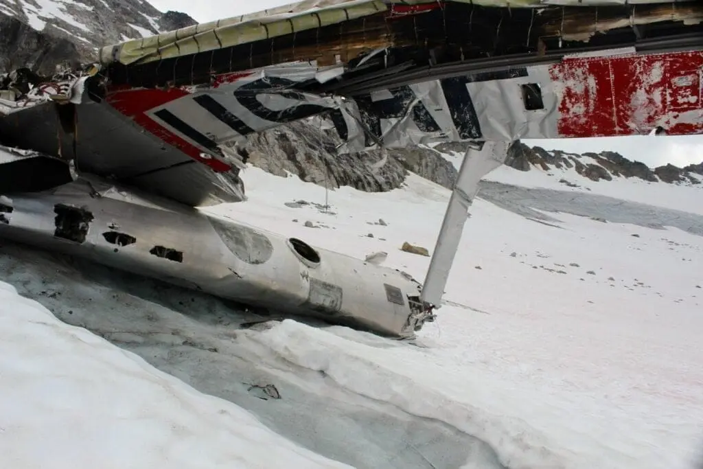 Crashed Airplane in Alaska at Bomber Glacier