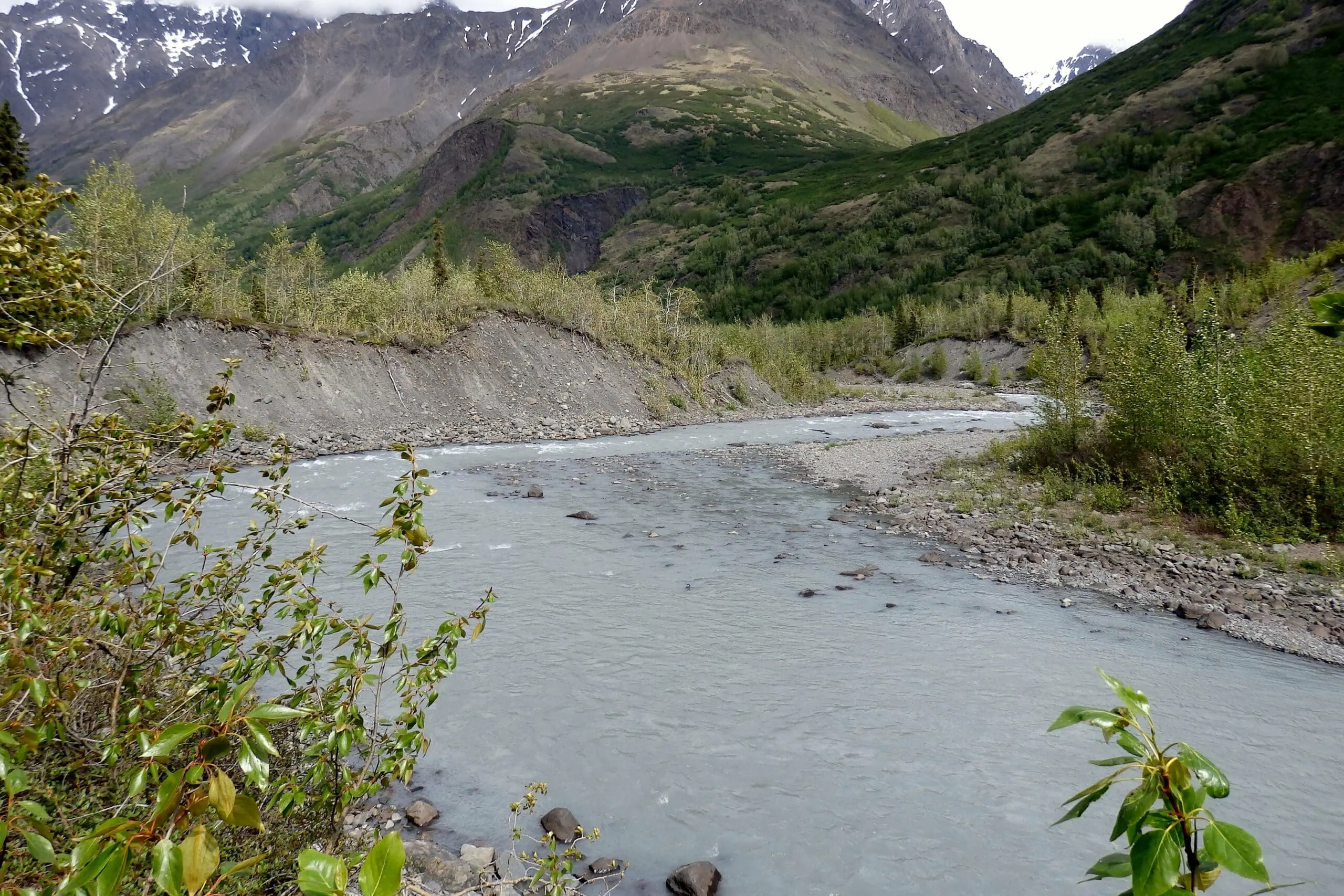 Hiking in the Alaska wilderness and Chugach mountains. Eagle River Alaska