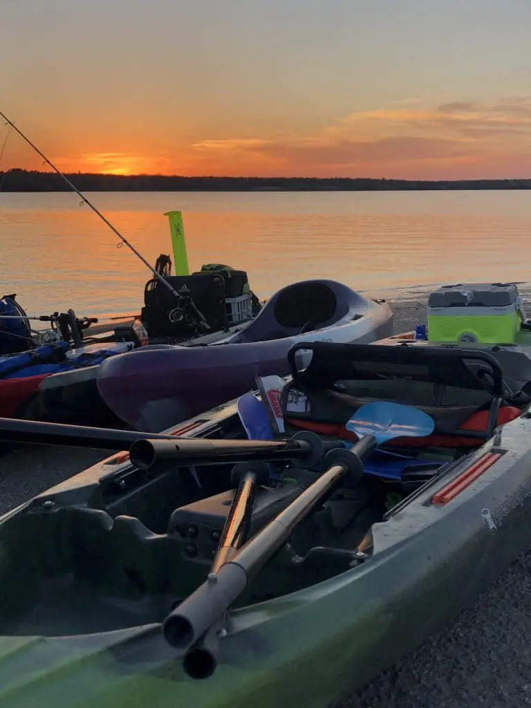 Kayak paddle sunset