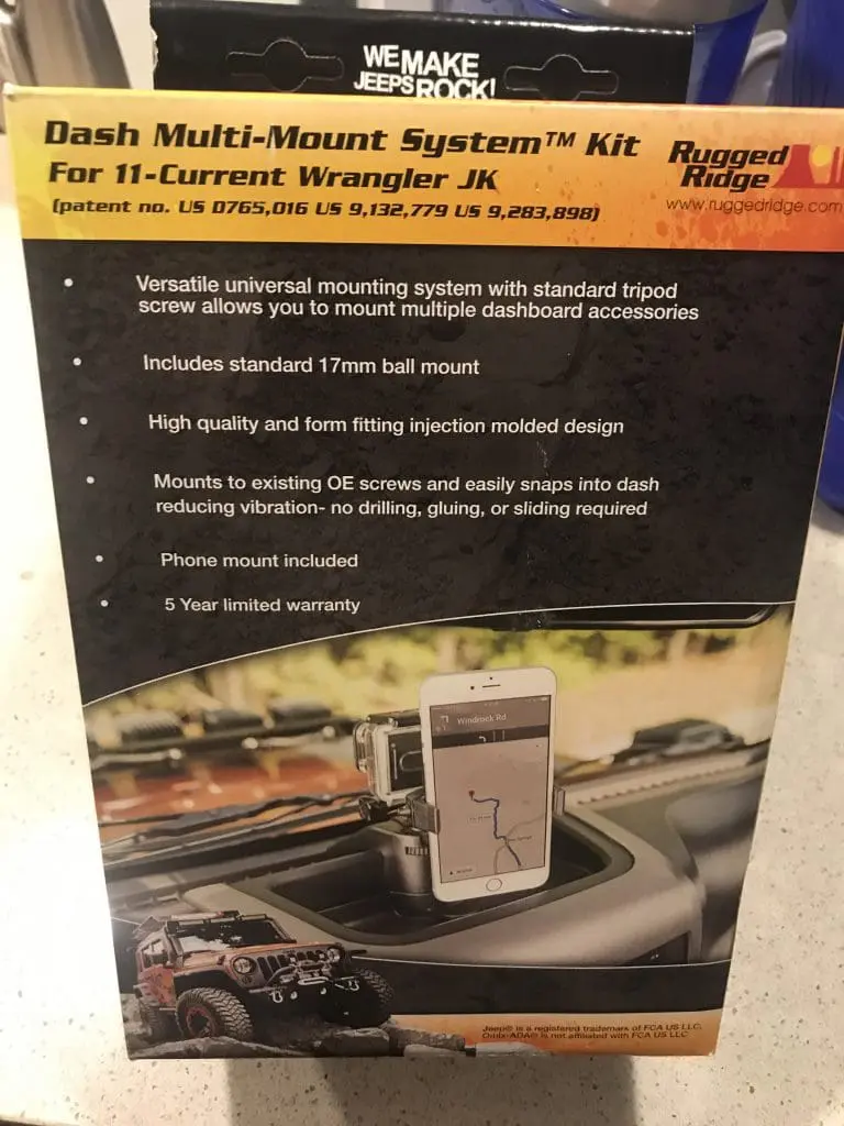 Jeep Wrangler Dash Mount packaging