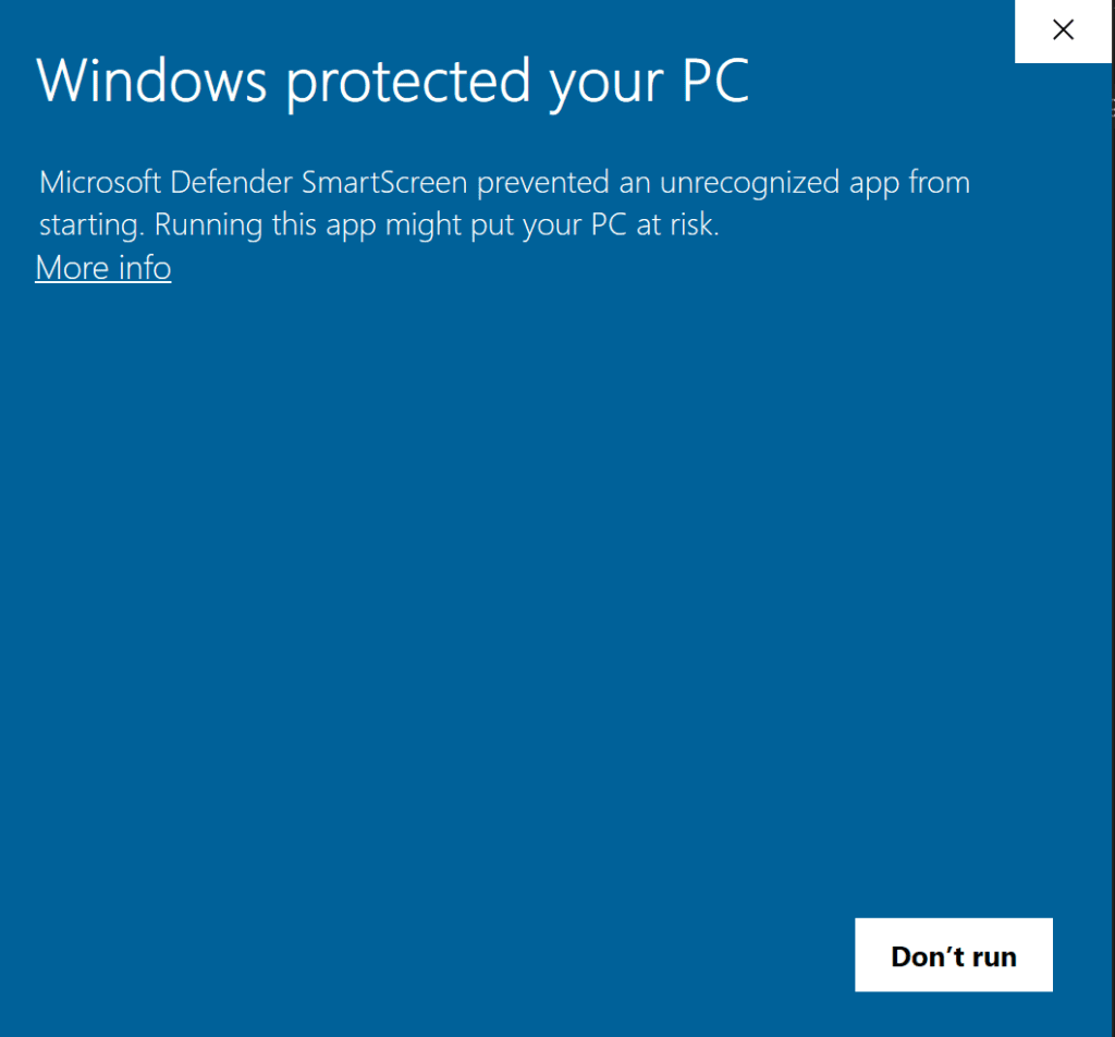 windows protected pc warning