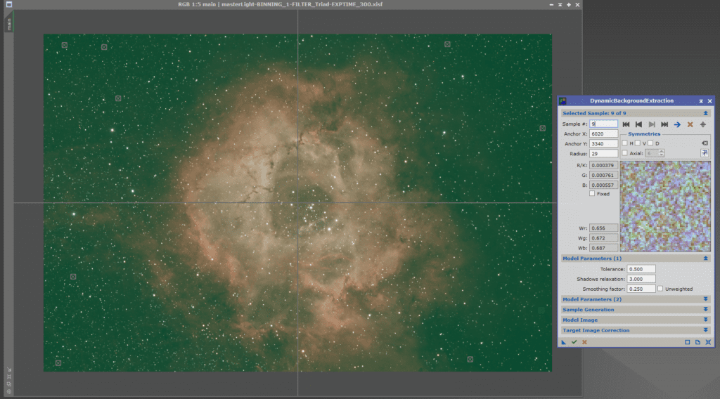 Dynamic Background Extraction Pixinsight Rosette Nebula
