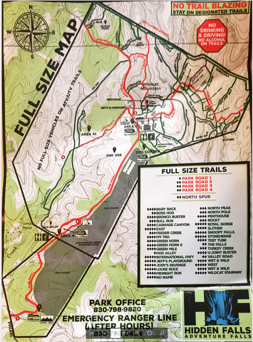 Hidden Falls adventure park map