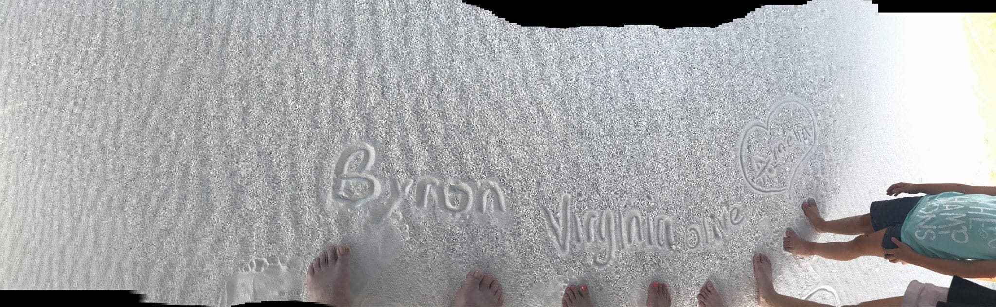 Writing our names in the White Sands