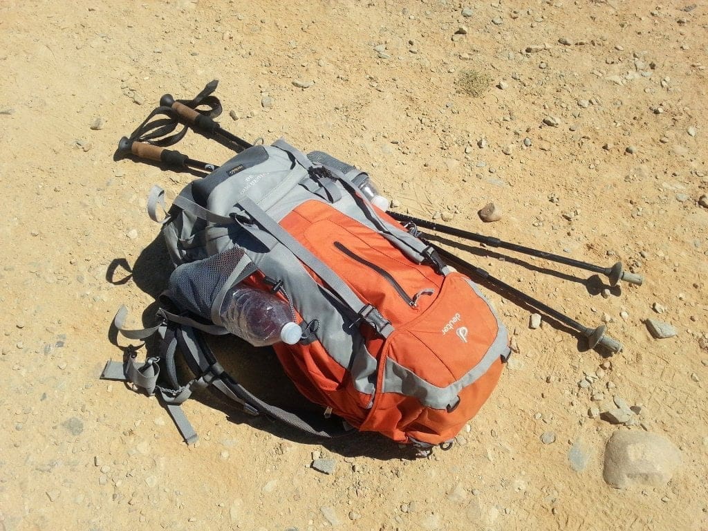 Trekking Poles and hiking backpack