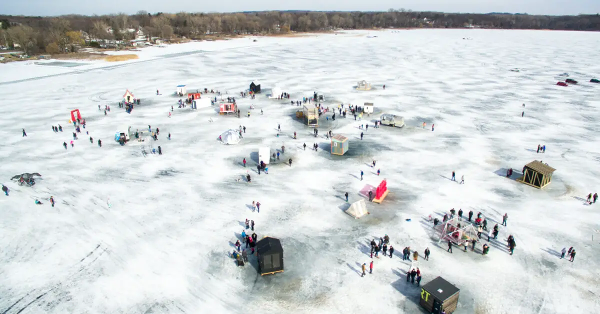 Drone Minnesota Art Shanty Projects | Rockchuck Summit