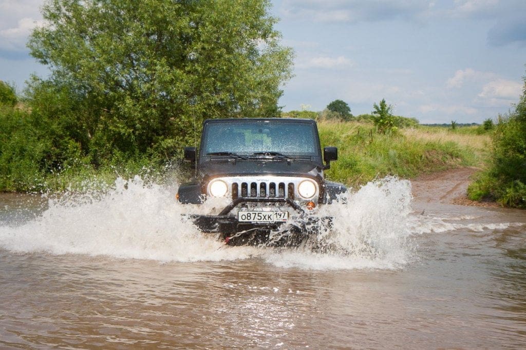 Stock Off Road Jeep Water Crossing