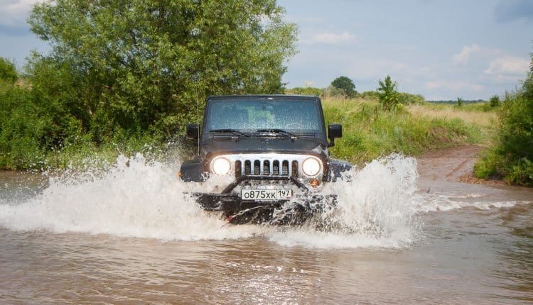 Stock Off Road Jeep Water Crossing