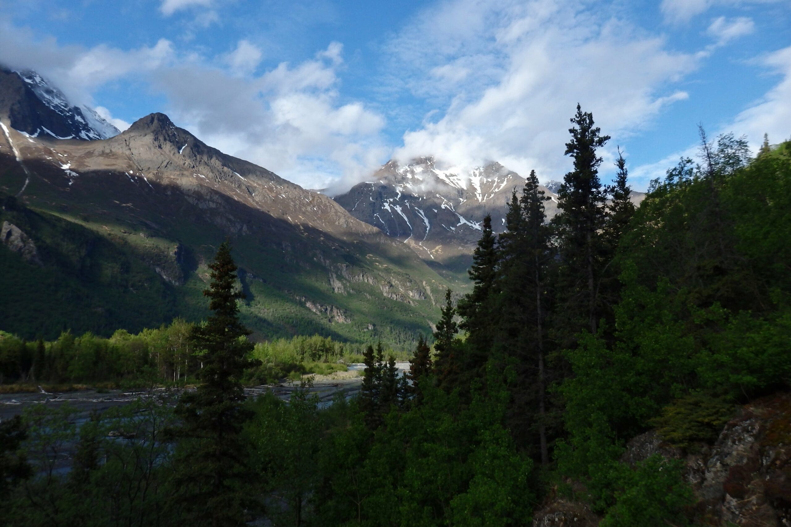 Hiking across the Eagle River Alaska and Chugach mountains Alaska