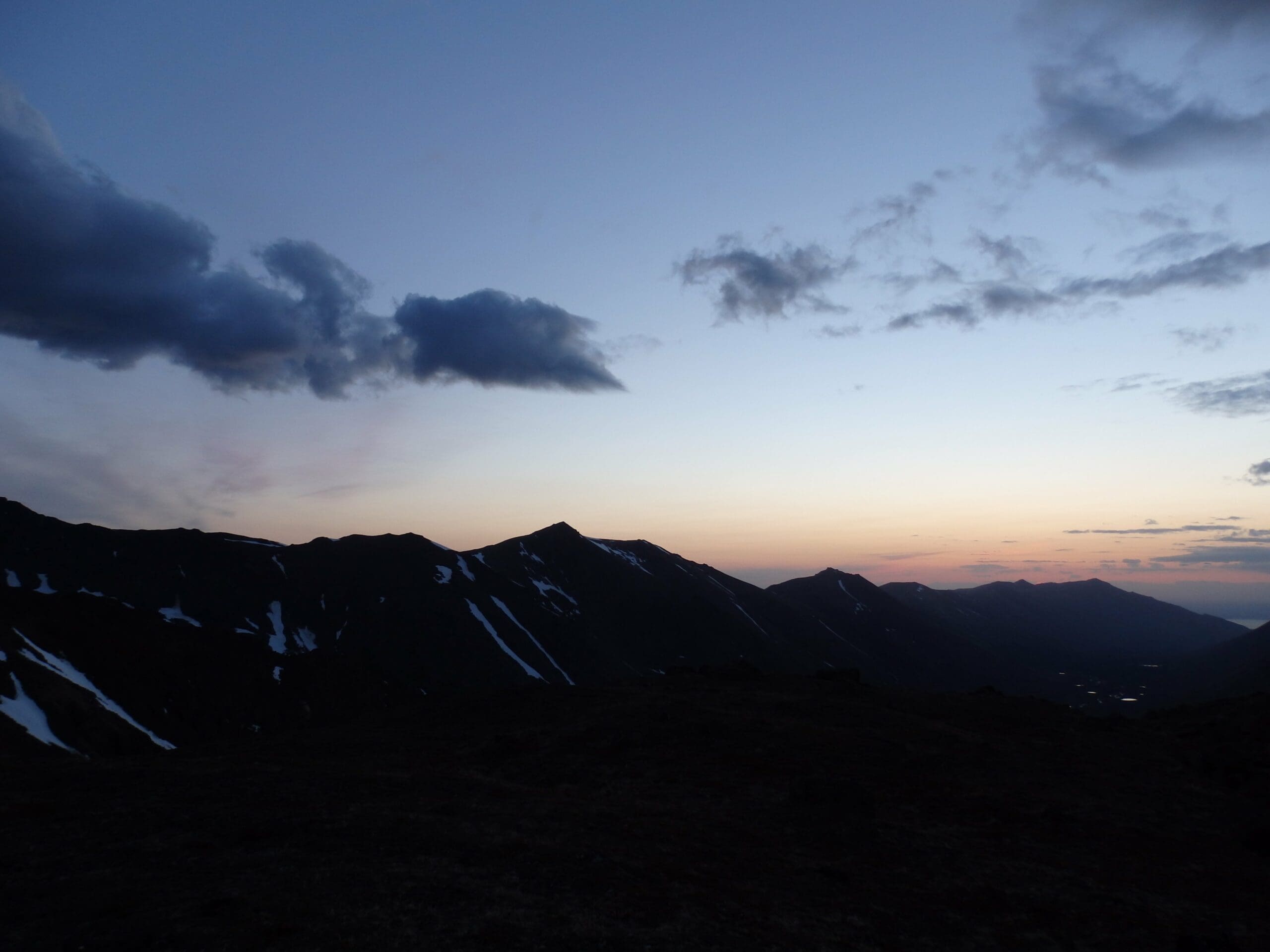 Nigh sky rising above Cantata peak in Alaska