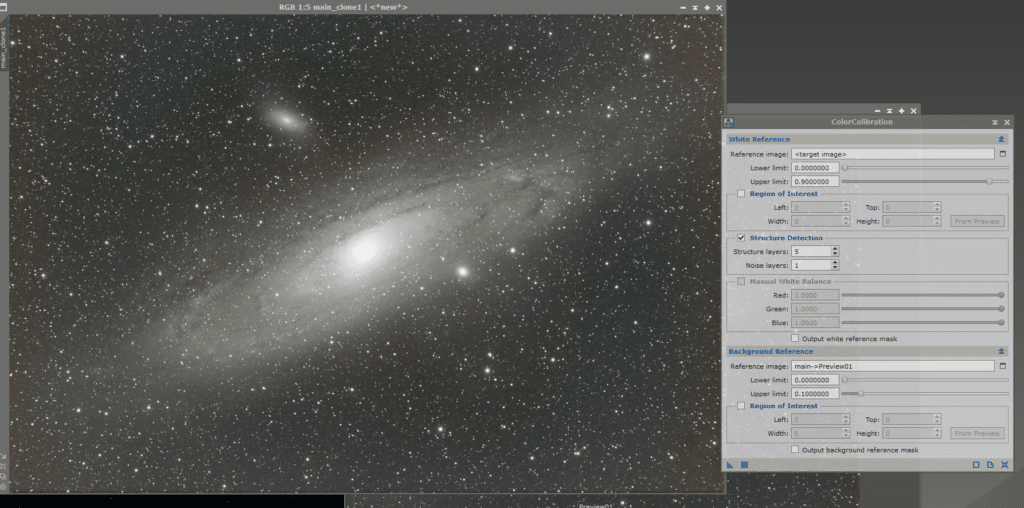 andromeda galaxy color calibration