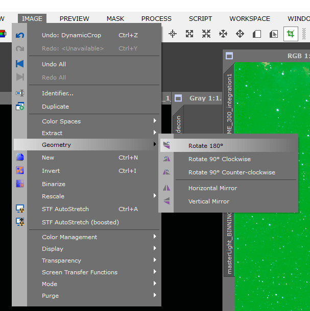 pixinsight rotate image 180