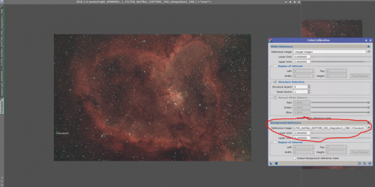 The heart nebula color calibration