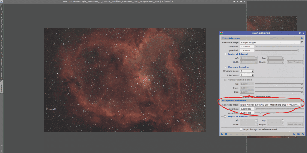 The heart nebula color calibration