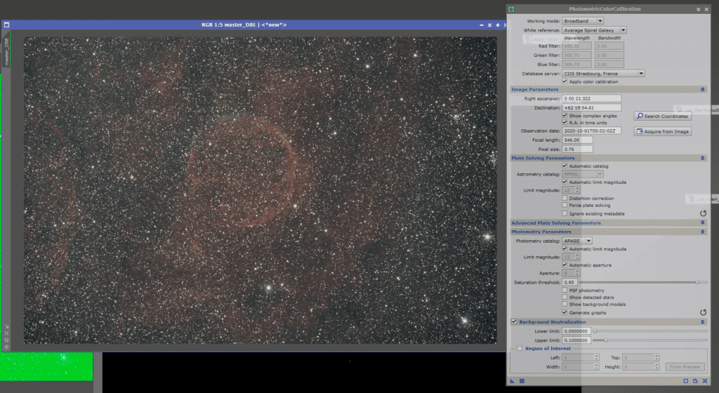 photometric color calibration of abell 85