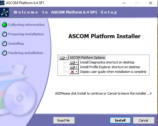 Ascom platform installer
