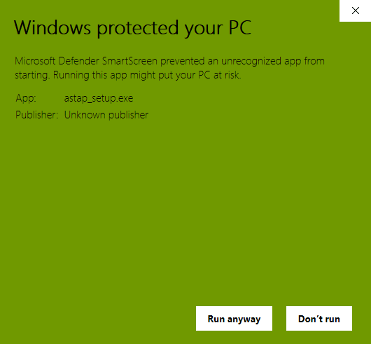 run anway for windows protected pc astap
