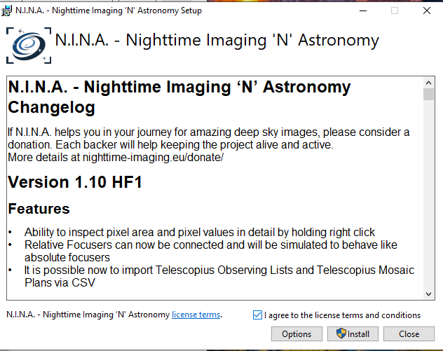 NINA install options