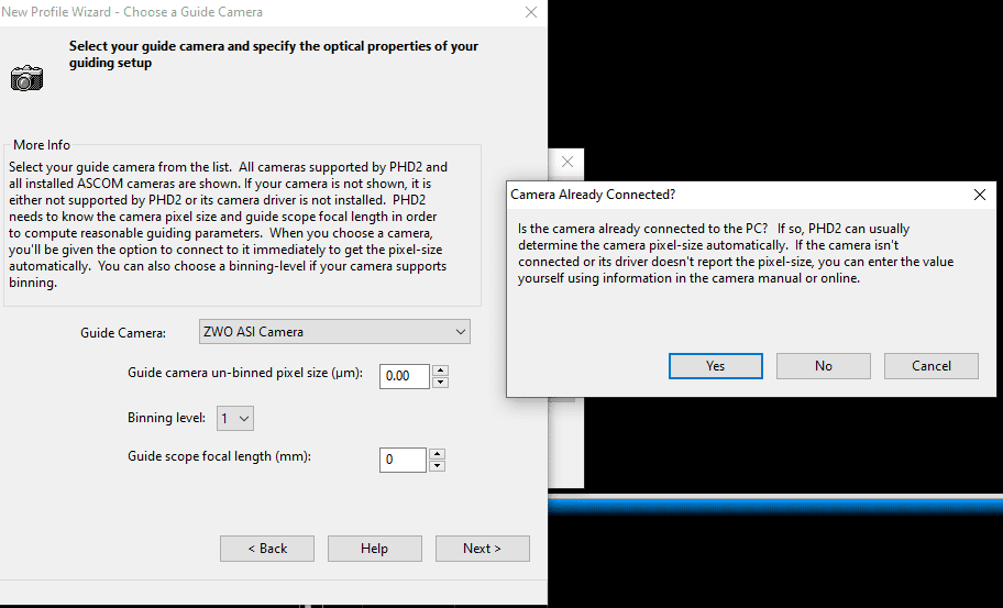 NINA PHD2 Guide Camera Setup