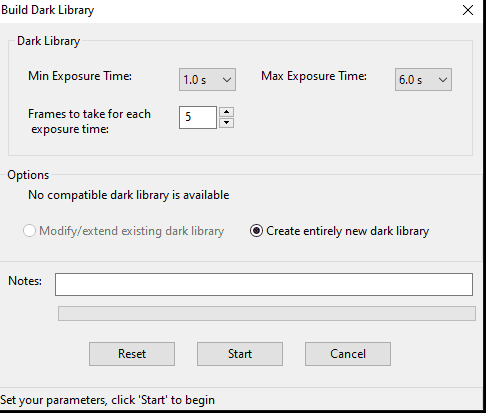 Build dark library for PHD2 guide camera calibration