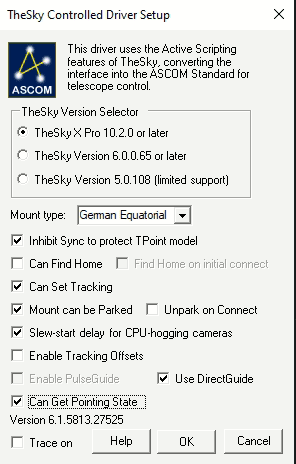TheSky Controlled Driver Setup