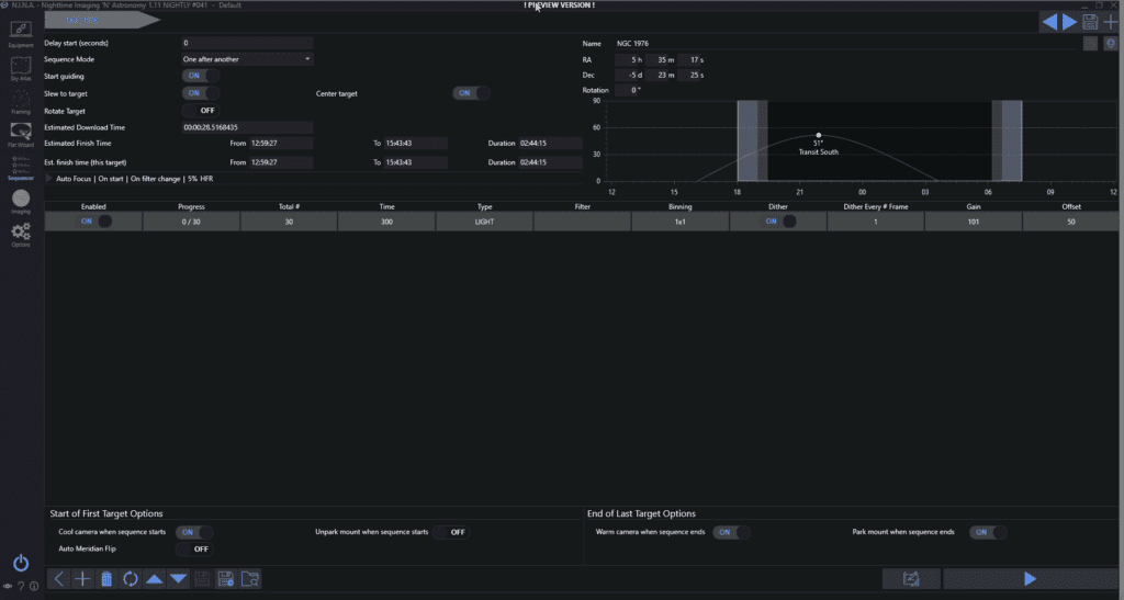 Basic NINA sequencer