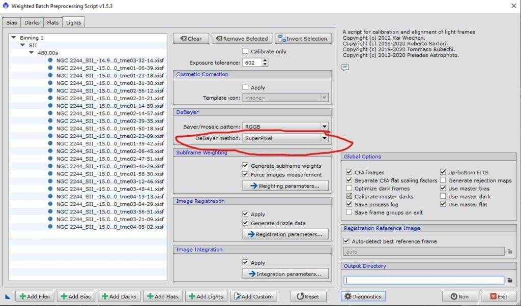 PixInsight weghted batch processing